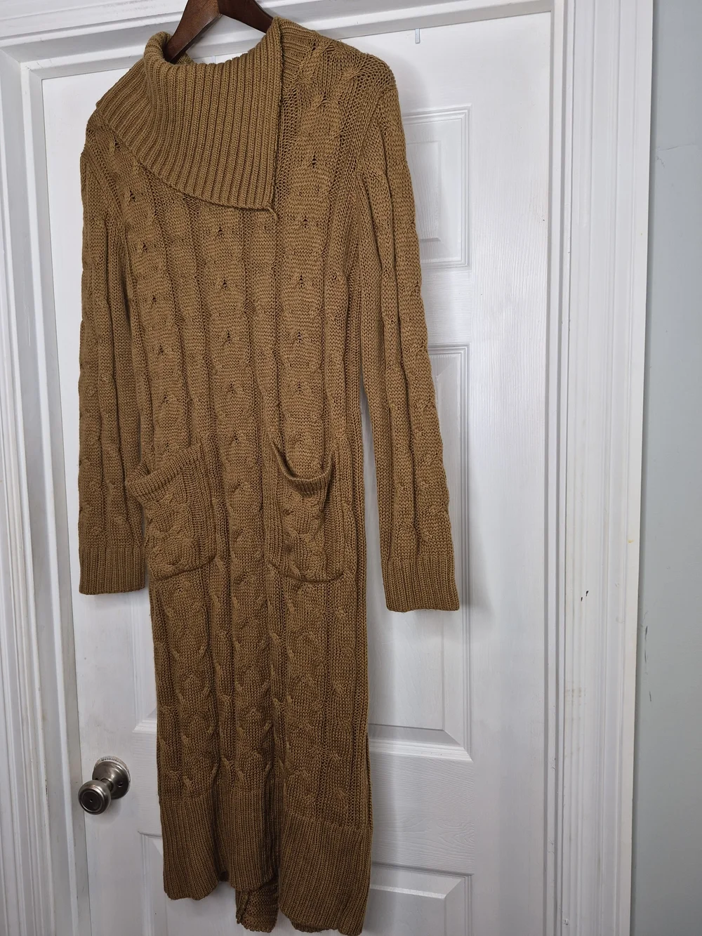 POL | Dresses | Pol Cableknit Midi Sweater Dress In Camel Brown Cowl Neck Small